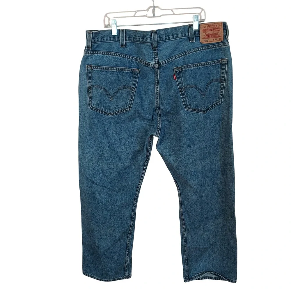 Levis 505 Regular Fit Mens Jeans 42x30 Medium Wash Blue Straight Leg Denim